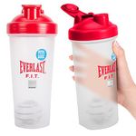 Everlast FIT 600ML Shaker Bottle - Leak Proof - Shaker Bottle with Spiral Whisk Blender Ball, BPA/DEHP-Free, Easy to Clean, Perfect for Mixing Protein shakes. (RED)