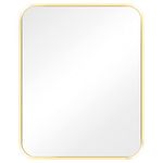 Navaris Rectangular Wall Mirror - 40 x 50 cm (16 x 20 in) Wall-Mounted Mirror with Gold Metal Frame - For Living Room Bedroom Bathroom - Horizontal or Vertical