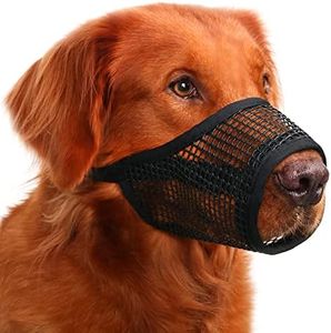 Mayerzon Dog Muzzle, Soft Mesh Muzzles for Small Medium Large Dogs Chihuahua Poodle Husky Labrador Retriever, Breathable Dog Mouth Guard for Biting Chewing Grooming, Allow Panting Drinking (L, Black)