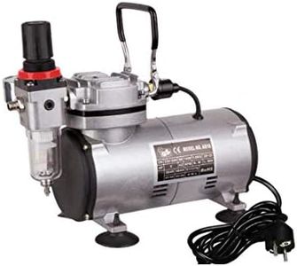 Fengda FD-18-2 Mini Airbrush Compressor, Powerful Air Flow and Air Pressure, Single-Piston Oil-Free Mini Compressor Equipped with Regulator, Filter and Pressure Gauge.