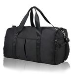 DAYGOS Gym Sports Duffle Bag for Men - Waterproof Travel Duffel Holdall Bag with Wet Pocket and Shoes Compartment, 40L Carry on Overnight Weekend for Women(Black)