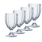 Nachtmann Aspen Collection Goblet, Set of 4, Made of Crystal, 12- Ounce Capacity, Dishwasher Safe, Wine Glasses, Stemmed Crystal Goblets, Drinking Glasses, Embossed Design