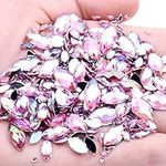 300Pcs Mixed Horse Eye Pink AB Colo