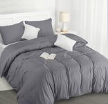 Utopia Bedding Duvet Quilt Cover Set with Pillow cases - Soft Microfibre Polyester, King Size (Grey)