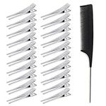 VEGCOO 60 Pack Profession Hairdressing Double Prong Pin Curl Clips, 1.8 Inches Hair Clips Metal Alligator Clips Styling Clips for Hair Styling and Haircut