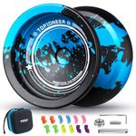 MAGICYOYO V12 Finger Spin Yoyo Professional Responsive Yoyo for Kids Beginners, Unresponsive Yoyo for Advanced Player, Professional yoyo for Hook Finger Spinning Tricks - Black Blue