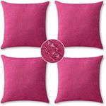 OTOSTAR Set of 4 Outdoor Pillow Covers 18x18 Inch Waterproof Decorative Throw Pillow Covers Square Pillowcases Patio Cushion Case Pillow for Couch Tent Sofa Balcony Bed Outside Decor (Hot Pink)