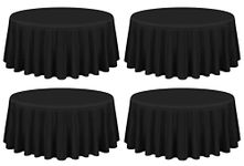 4 Pack Black Round Tablecloth 90 Inch Washable Polyester Tablecloths for Round Tables Stain Resistant and Wrinkle Table Cloth Decorative Fabric Table Cover for Dining Wedding Party Banquet Buffet