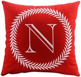 ZUODU Red Cushions for Bedroom 45X45CM Letter Crown Printing Peach Skin-Like Decorative Pillow Cover Cushion Cover 18x18” Free Combination (Letter N)