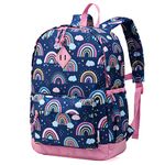 VASCHY Kids Backpack for Girls,Cute Animal Pattern School Bag Daily Children's Rucksack Backpack for School Kindergarten Nursery with Chest Strap And Bottle Pockets(Blue Rainbow)