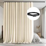 MaKefeile Room Divider Curtain with Flexible Ceiling Track Set,Total Blackout Ceiling Curtains and Track,Sliding Door Curtains Extra Wide Curtains Portable Curtain.(Beige W180 x H108 1 Panel)