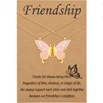 CheersLife Friendship Necklace 2 Best Friend BFF Butterfly Matching Necklaces Jewelry Gifts for Teen Girls Women Friends Long Distance Birthday Gift Pink and Gold