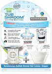 TubShroom Tub Drain Hair Catcher Combo Pack with Silicone Stopper, White Chrome – Drain Protector and Hair Catcher for Bathroom Drains, Fits 1.5” – 1.75” Bathtub and Shower Drains