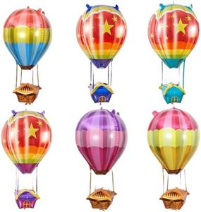 6 pcs Globo de Aire Caliente Globos de HelioDecoración Globos Aerostáticos Centro de Mesa de Globo de Aluminio 4D Globos De Fiesta Vuelo De Aluminio Regalo Fotos Día de La Madre Decoración