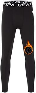 DEVOROPA Youth Boys' Compression Leggings Sports Tights Fleece Lined Thermal Base Layer Pants, Black(Fleece Lined), Large