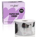 Mylee 500Pcs Nail Paper Forms, Professional Nail Art Tools for Nail Extensions, Self-adhesive Nail Modelling Stencils, Use with Polymer Gel, Builder Gel & Acrylic, DIY Sticker Guide, Manicure Design