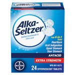 Alka-Seltzer Antacid Heartburn Relief Effervescent Tablets - Extra Strength Tablets For Heartburn, Acidity, Upset Stomach, Sodium Bicarbonate And Citric Acid, 24 Effervescent Tablets