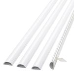 ZhiYo 13.12ft Wall Cord Concealer, TV Cord Hider for Wall Mounted TV, Self-Adhesive Paintable Wire Covers for Cords, White Cord Cover, Half Round Cable Raceway - 4 x L39 x 0.98" (W) x 0.45" (H)