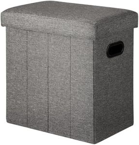 COSYLAND Ottoman with Storage Collapsible Fabric Ottoman Footrest Foot Stool Ottoman for Room Small Slim Tall Folding Ottoman Furniture with Handles Lid Toy Chest Linen Gray 16.5x16.5x10.6in