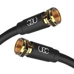 RG6 Coaxial Cable Connectors Set 3 FT, Quad Shielded Coax TV Cable Wire, in-Wall Rated-Digital Audio Video Satellite Cable Extension, Gold Plated Compression Connectors - Black, 3 Feet