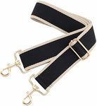 Purse Strap,2" Wide Purse Strap Adjustable Replacement,Multi-Pattern Crossbody Handbag Strap, Gold Edge Black, Large