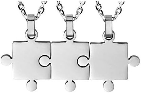 Godyce Puzzle Necklace Friendship - Women Men Stainless Steel Pendant Silver Tone Jewelry