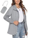 Lightweight Coats For Women Plus Size Windbreaker Rain Jacket With Hoodie Gray L