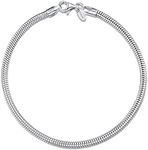 Amberta Women 925 Sterling Silver Snake Charm Bracelet: 19 cm - 7.5 inch