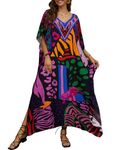 Bsubseach Kaftan Dresses for Women Plus Swimsuit Cover Up Caftan Loungewear Dress Resort Wear Colorful Dots