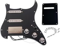 LAMSAM Prewired Pickguard with SSH Pickup Set, 3-ply Pick Guard Loaded High Output Alnico V Single Coil Humbucker Pick-ups, Electric Guitar Scratchplate as Luthier Replacement Parts, Black-03