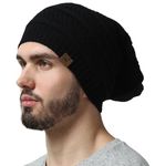 Slouchy Winter Beanie - Beanies for Women Beanie Hats for Men Oversized Long Slouch Black Beanie Cap Tuque Pour Homme Tuque Femme Warm & Soft Cold Weather Toboggan Caps