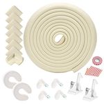 Baby Corner Guards, Fairy Baby 17Pcs Baby Proofing Kit Child Safety 1 Edge Protection 19.68 ft + 8 Corner Protectors +2 Cabinet Latch Locks + 4 Cabinet Strap Locks+ 2 Door Stopper Guards