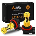 Alla Lighting H16 LED Fog Lights Bulbs Newest 3000lm Extreme Super Bright H11 H8, 6K Xenon White