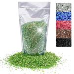 Oniro Art 400g Broken Crushed Glass Chips 1-4mm Reflective Mirrored Granules Gravel Chunks Stones Vase Filler Garden Plants Resin Irregular (Green, 400g)