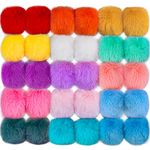 BQTQ 30 Pieces Faux Fur Pom Pom Balls with Elastic Loop Faux Rabbit Fur Fluffy Pom Pom for Hats Keychains Scarves Gloves Bags Accessories (15 Rainbow Colours, 2 Pcs per Colour)