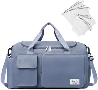 NPBAG Duffel Bag for Women, Sports Gym Bag with Wet Pocket & Shoes Compartment, Lightweight Weekender for Overnight, Travel Carry on Tote, Water Resistant (Light Blue)