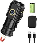 Magnetic Rechargeable Flashlight,Bonlaer USB C Rechargeable Small LED Flashlight with Clip,IPX6 Waterproof Tactical Pocket Flashlights for Hiking,Camping,Emergency