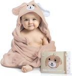 FOREVERPURE Baby Hooded Towel 100% Organic Bamboo Cotton, Super Absorbent, for Boys and Girls. Ultra Soft, X-Large, 35 x 35 inches. Perfect with Washcloth and Greeting Card (Brown)