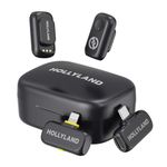 Hollyland Lark A1 Combo Wireless Lavalier Microphone, 48kHz/24-bit Audio, 3-Level Noise Cancellation, 200m Range, Clip-On Mic for iPhone 15/16, Android, YouTube, Podcast & Vlog