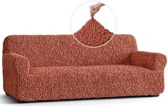 PAULATO BY GA.I.CO. Sofa Cover 3 Seat Couch Slipcover 1-Piece Stretch Cotton Sofa Slipcovers for Kids Soft and Protective Sofa Slip Cover Furniture Protector - Fuco Cotton Collection - Terracotta