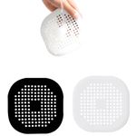 Silicone Drain Protector, 2Pcs Drain Protectors, Sink Filter, Drain Strainers with Sucker, Shower Drain Hair Catcher, Sink Strainer Protector, for Kitchen, Bathroom, Bathtub(Black White)