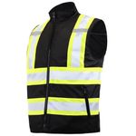 JORESTECH Safety Vest with Two-Tone Reflective X Strips On The Back, Reversible, Wind Resistant,Waterproof, and Insulated, Black, 4X-Large