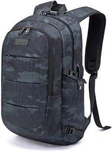 Tzowla Business Laptop Backpack Water Resistant Anti-Theft College Backpack with USB Charging Port and Lock 17.3 Inch Computer Backpacks for Women Men, Casual Hiking Travel Daypack - Navy Blue Camo