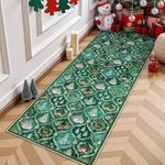 Lahome Moroccan Trellis Christmas Runner Rug, 2x6 Green Christmas Rug Runner Non Slip, Soft Kitchen Runner Rugs with Rubber Backing Holiday Carpet Runner for Hallways Bedroom Laundry(2x6ft,Red)