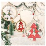 Ascension 3pcs Christmas Wooden Xmas Tree Cutout Hanging for Christmas Decoration Xmas Tree Decoration Pendants Hanging Ornaments DIY Decor Multicolor (Xmas Tree)