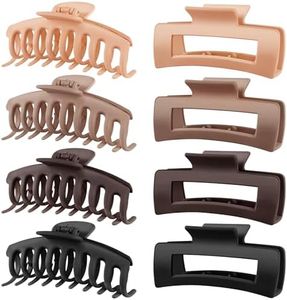 TOCESS 8 Pack Neutral Big Hair Claw Clips for Women Large Claw Clip for Thin Thick Curly Hair 90's Strong Hold 4.33 Inch Nonslip Matte Hair Clips