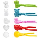 5Pcs Snowball Maker Clips Snow, Whimsical Snowball Clips for Winter Fun Duck Scoop Snowball Maker Toy, Reusable Suitable for Adults and Children (Snowball, Love, Duck, Dinosaur, Bear)