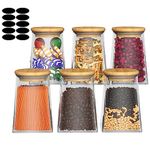 Glass Jar with Lid ,Glass Food Storage Jars Containers,Overnight Oats Containers with Lids,Glass Jars with Bamboo lids Decorative Kitchen Jars for Coffee/Tea/Sugar/Spice,Bath Salt Containers 19Oz/540ML