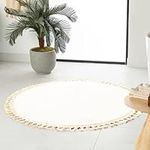 English Home Fluffy Round Rug for Bedroom, Area Rugs, Machine Washable Anti Slip Area Rug, Kitchen, Cozy, Rugs for Living Room and Bedrooms, Soft Carpet 120 cm, Ecru