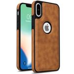 Pikkme Back Cover | Flexible Pu Leather | Full Camera Protection | Raised Edges | Super Soft-Touch | Bumper Case for iPhone X/Xs (Brown)